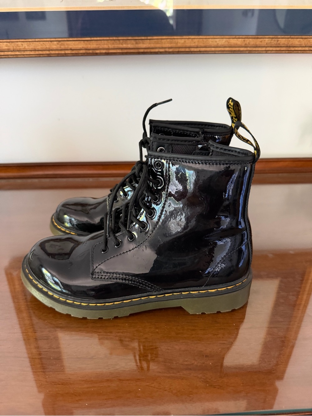 Dr. Martens 1460 J Black Patent Boots Kids US 4 EU 36 Side Zip Like New